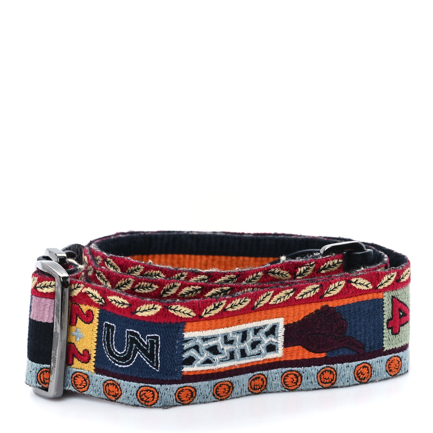 Canvas  Embroidered Rockstud Guitar Strap Multicolor