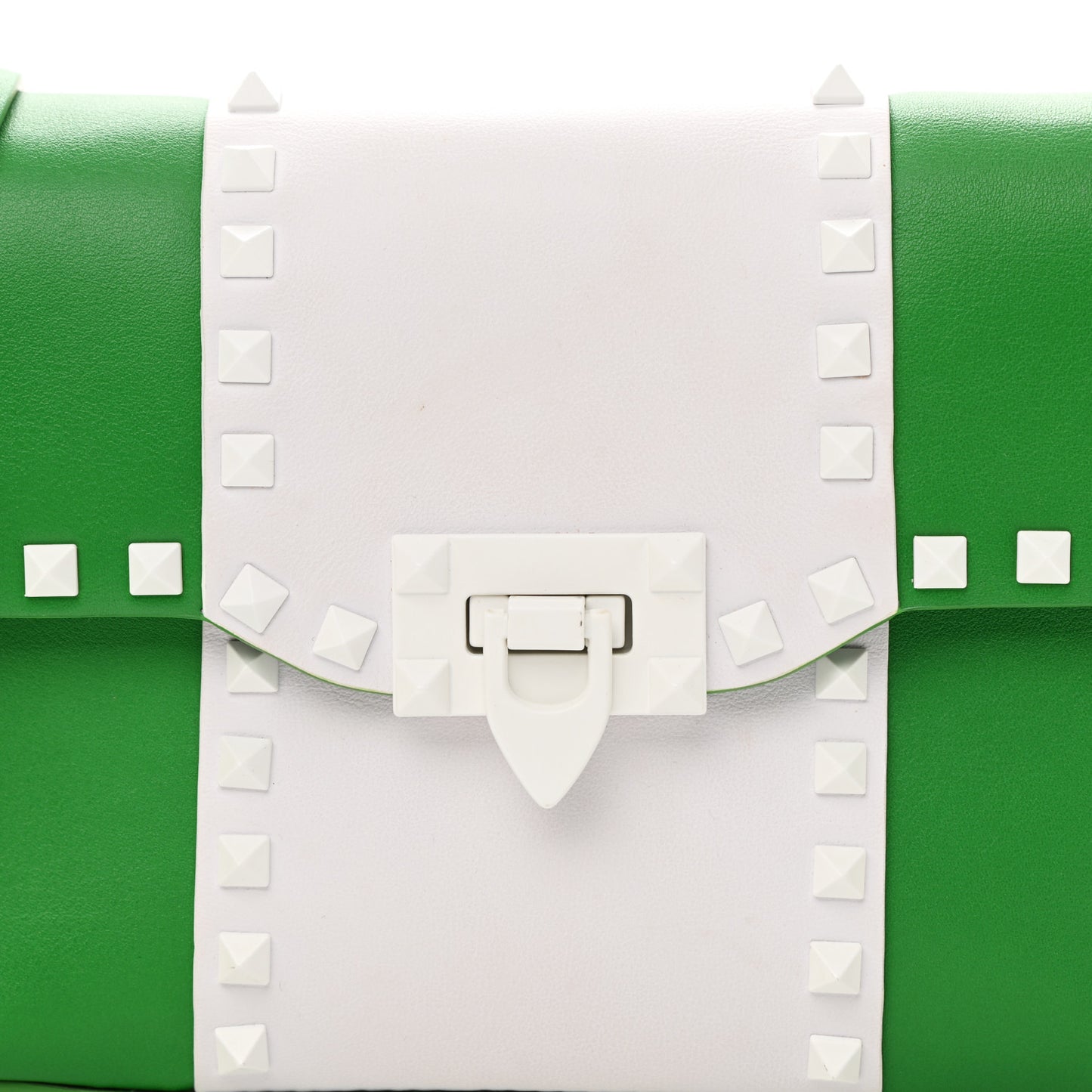 Vitello Colorblock Medium Free Rockstud Flip Lock Crossbody Bag Peppermint White