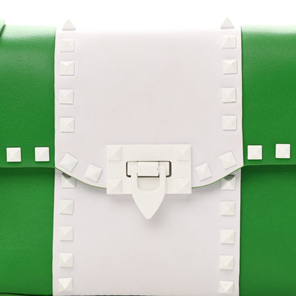 Valentino Garavani Vitello Colorblock Medium Free Rockstud Flip Lock Crossbody Bag Peppermint White 8 of 10