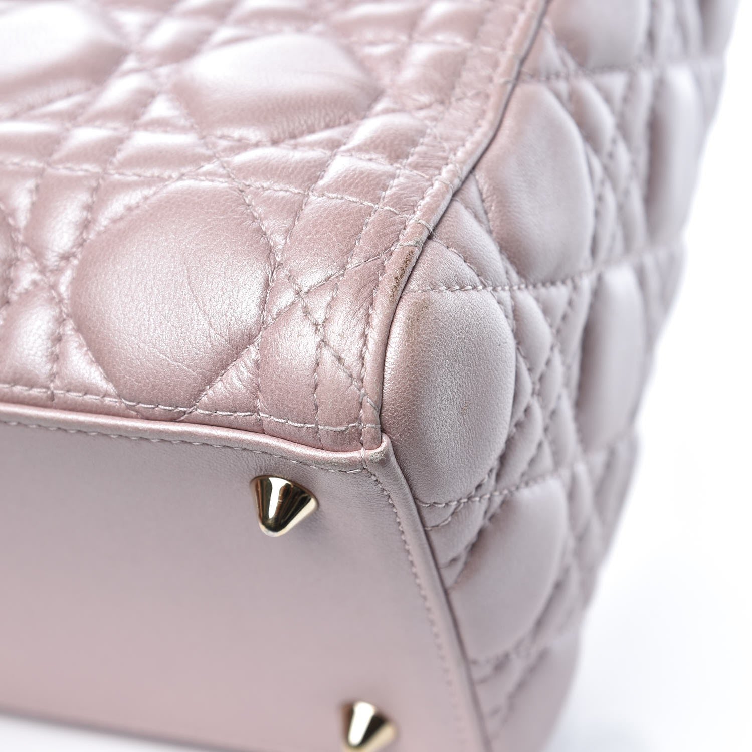Christian Dior Pearly Lambskin Cannage Medium Lady Dior Lotus 11 of 16