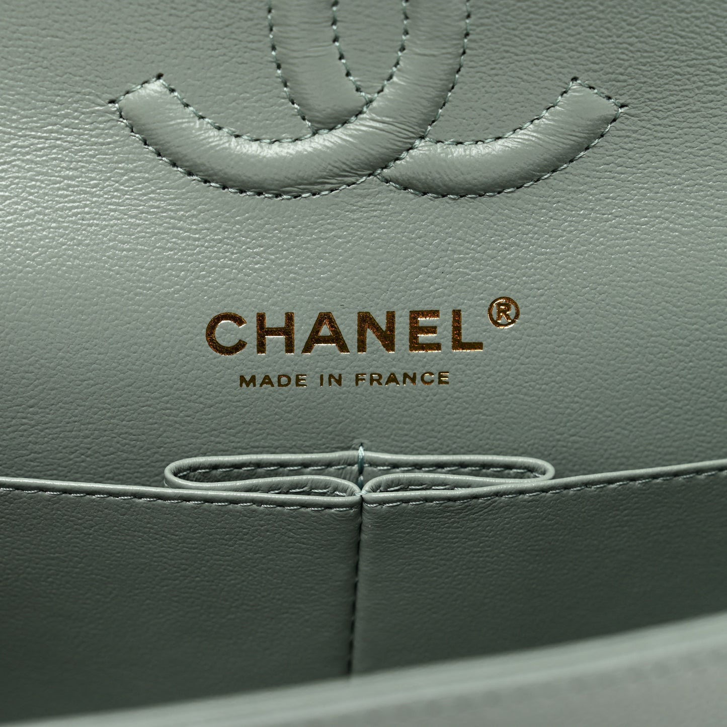 Caviar Quilted Small Double Flap Grey