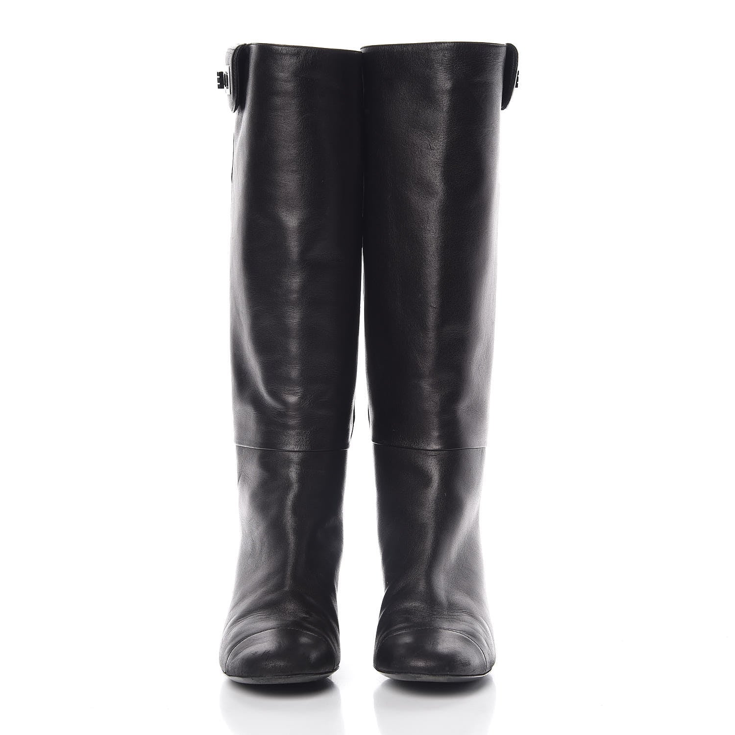 Chanel Lambskin Quilted Reissue Knee High Tall Boots 37 Black 2 of 14