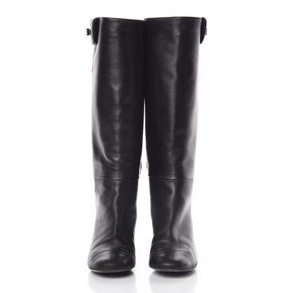 Chanel Lambskin Quilted Reissue Knee High Tall Boots 37 Black 2 of 14