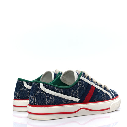Gucci New Denim GG Monogram Web Womens 1977 Tennis Sneakers 38.5 Blue Tea Mystic White 4 of 8