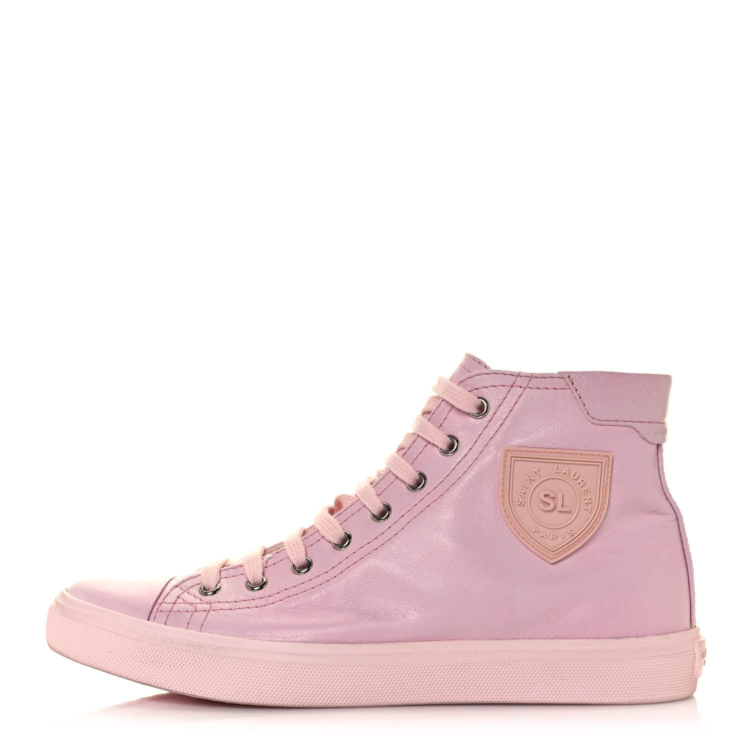 Saint Laurent Calfskin Bedford Emblem Hightop Sneakers 39 Pastel Pink 1 of 12