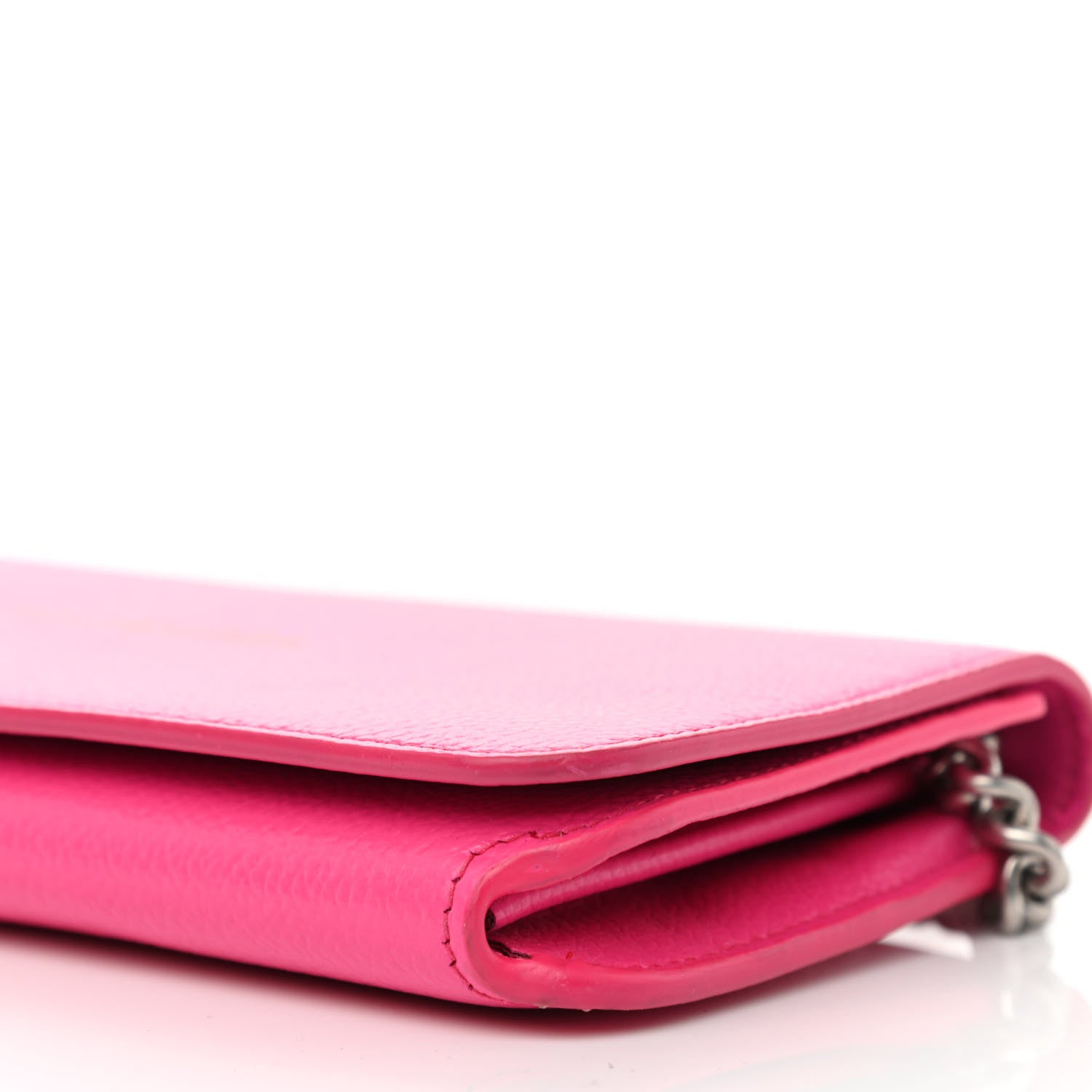 Balenciaga Grained Calfskin Logo Cash Continental Wallet on Chain Acid Pink Black 7 of 7
