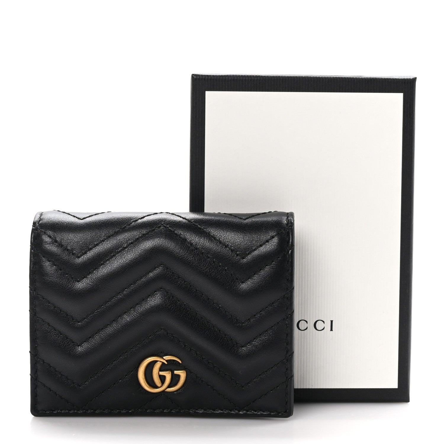 Gucci Calfskin Matelasse GG Marmont Card Case Wallet Black 10 of 10