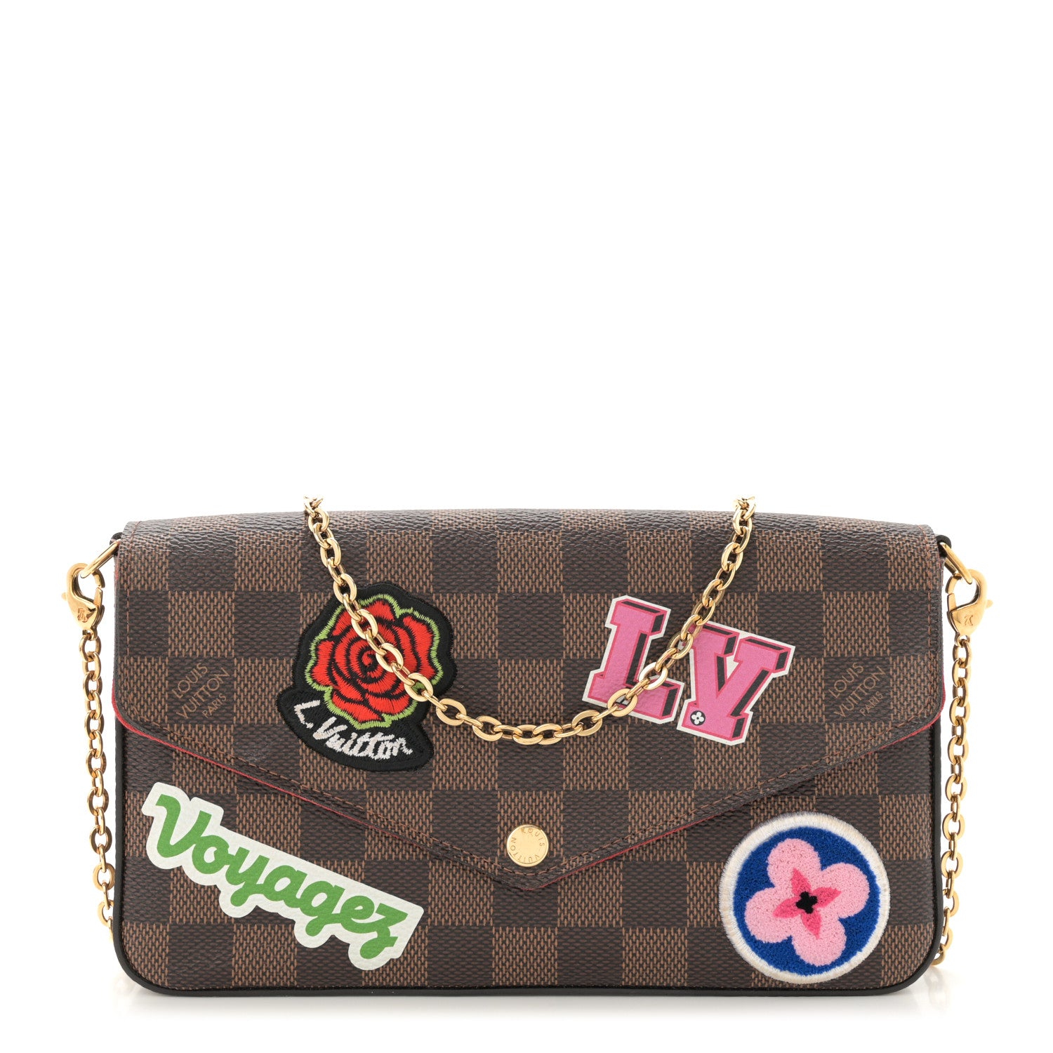 Louis Vuitton Damier Ebene My LV World Tour Pochette Felicie Chain Wallet Coquelicot 1 of 12