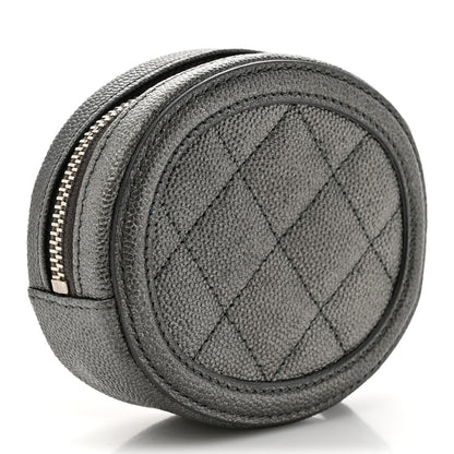 Chanel Metallic Caviar Quilted Filigree Zip Around Classic Coin Purse Dark Silver 3 of 7
