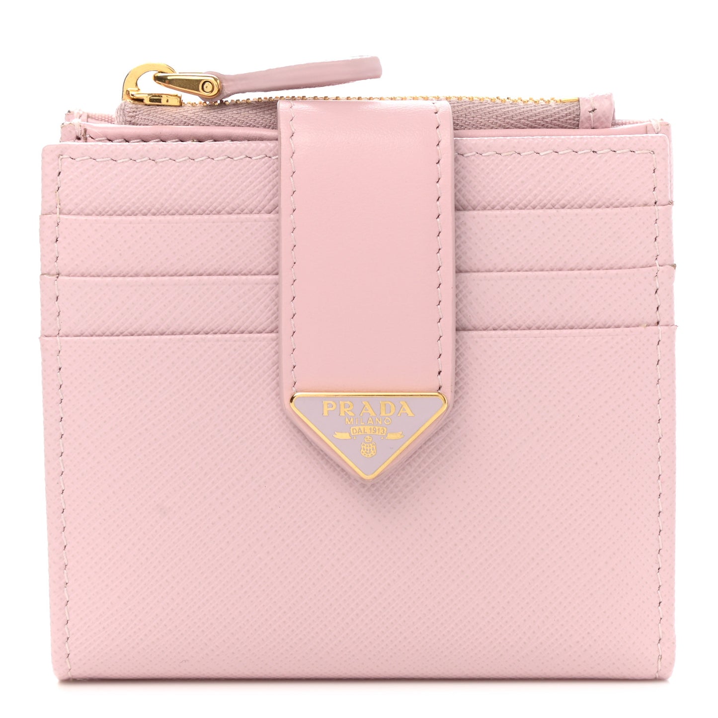 Saffiano Smooth Calfskin Tab Card Holder Compact Wallet Cipria
