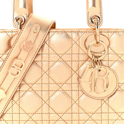 Christian Dior Metallic Lambskin Cannage Small My ABCDior Lady Dior Rose Gold 8 of 12