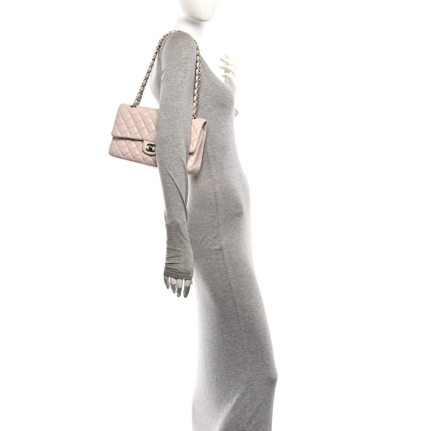 Lambskin Quilted Medium Double Flap Light Pink