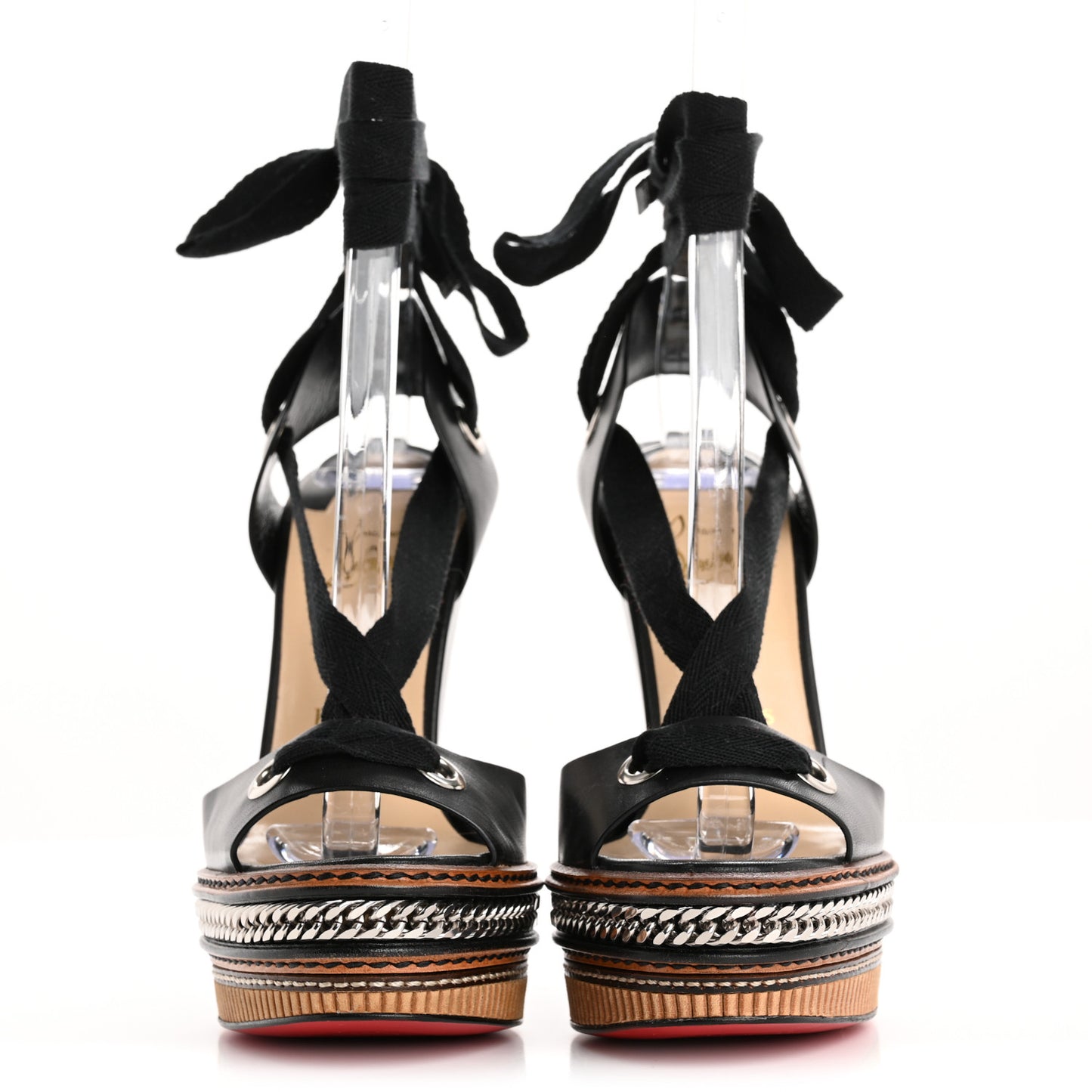 Shiny Calfskin Tribuli 140 Wedge Sandals 36 Black