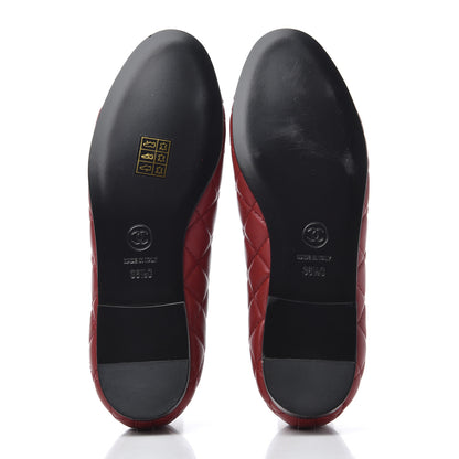 Chanel Lambskin Quilted CC Cap Toe Ballerina Flats 36.5 Red 6 of 16