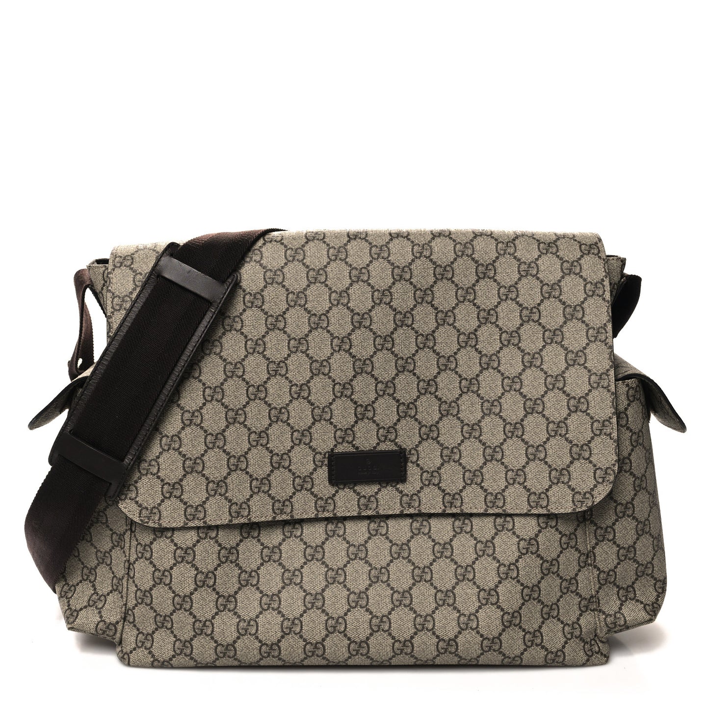 GG Plus Monogram Messenger Diaper Bag Dark Brown