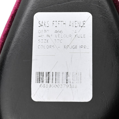 Balenciaga Stretch Velvet Pointed Toe BB 40mm Mules 37 Rouge Prune 9 of 9