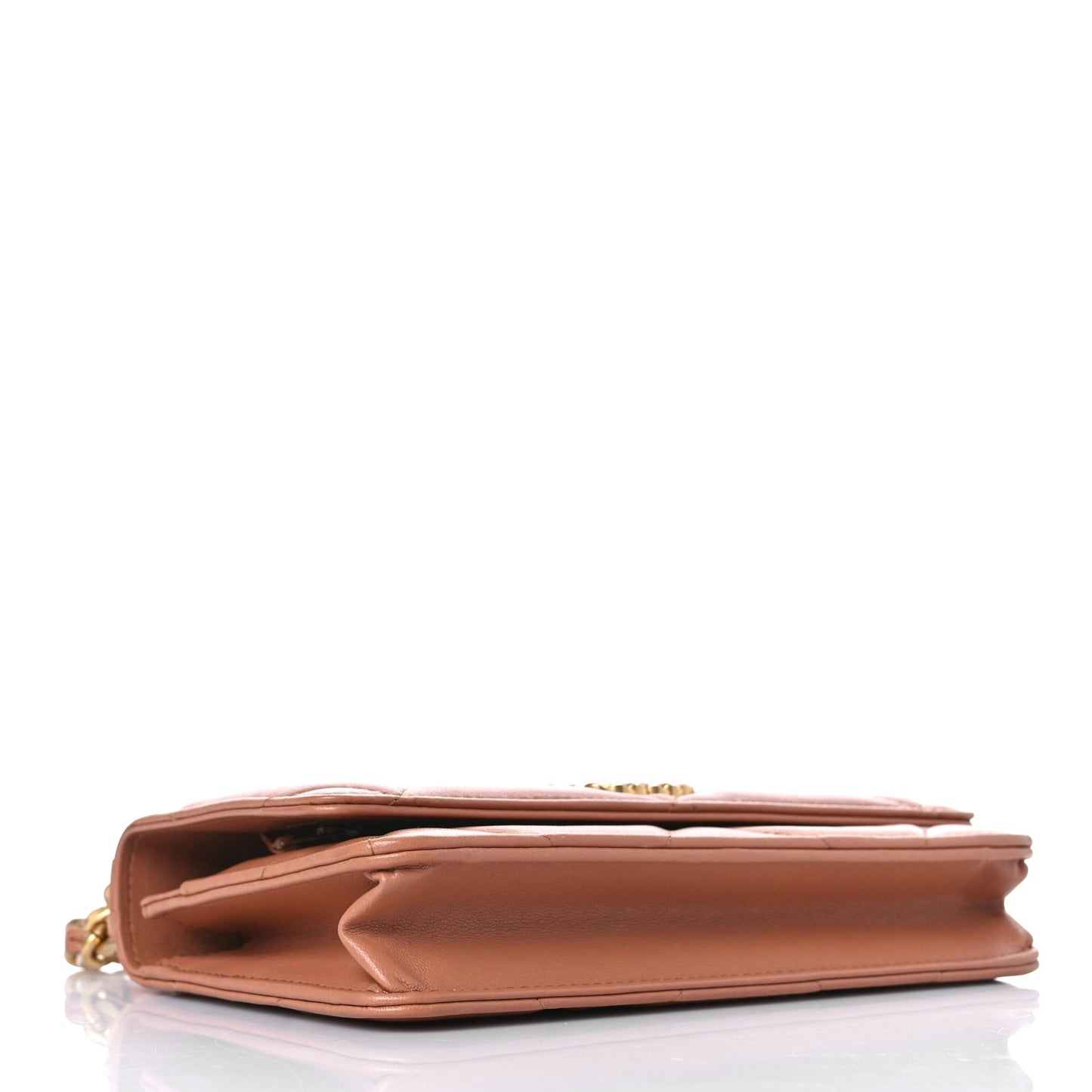 Lambskin Quilted Chanel 19 Wallet On Chain WOC Brown