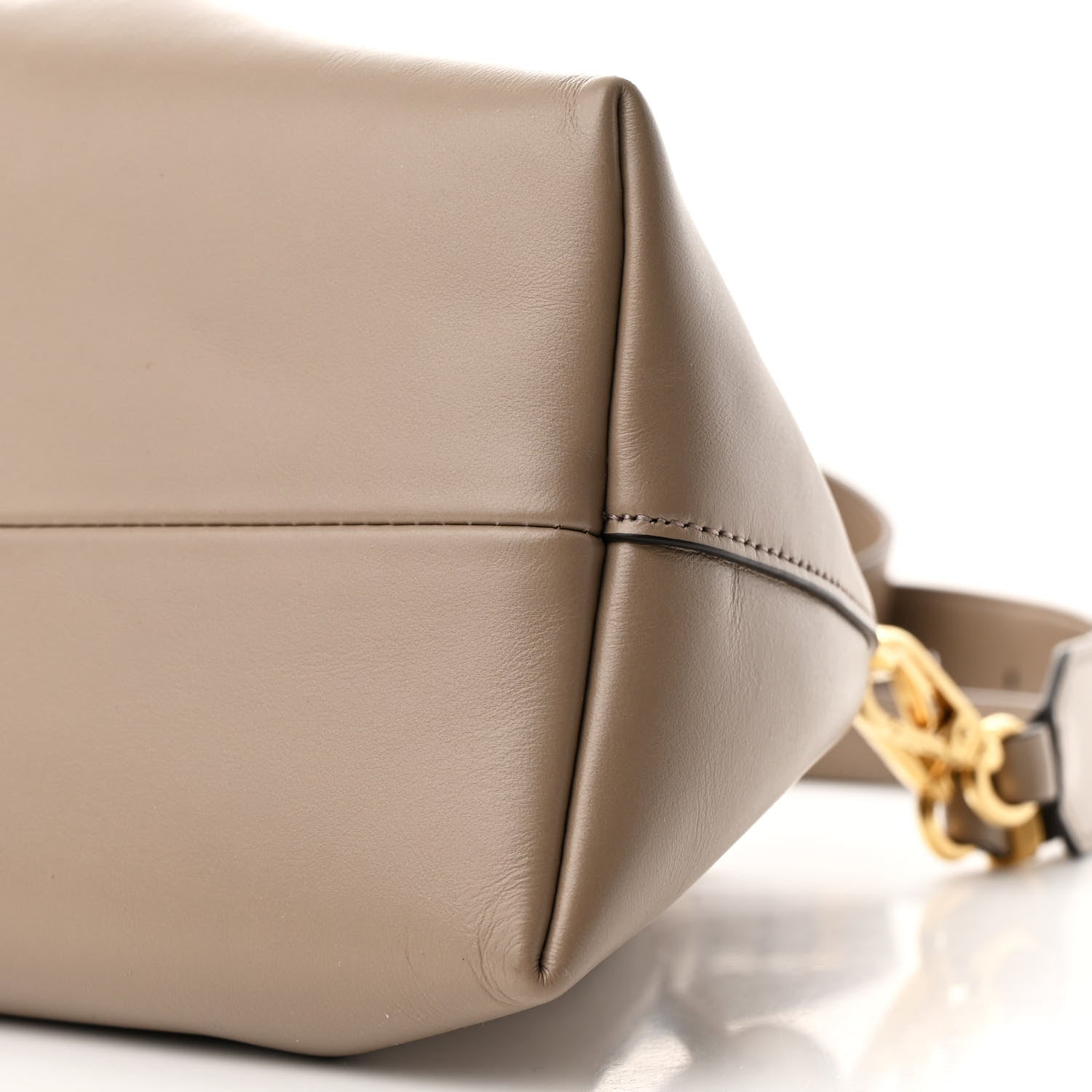 Jimmy Choo Smooth Shiny Calfskin Cinch M Bucket Bag Taupe 10 of 11