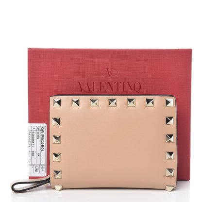 Valentino Garavani Calfskin Rockstud Compact Bi-Fold Wallet Camel Rose 8 of 8