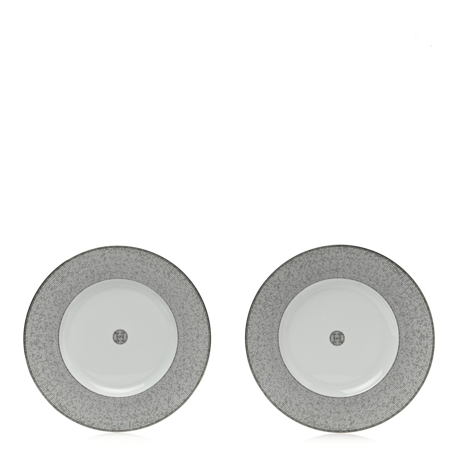 Hermes Porcelain Mosaique Au 24 Platine Presentation Plate Set of 2 1 of 7