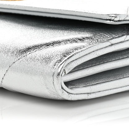 Chanel Metallic Lambskin Quilted Chanel 19 Flap Wallet Silver 9 of 9