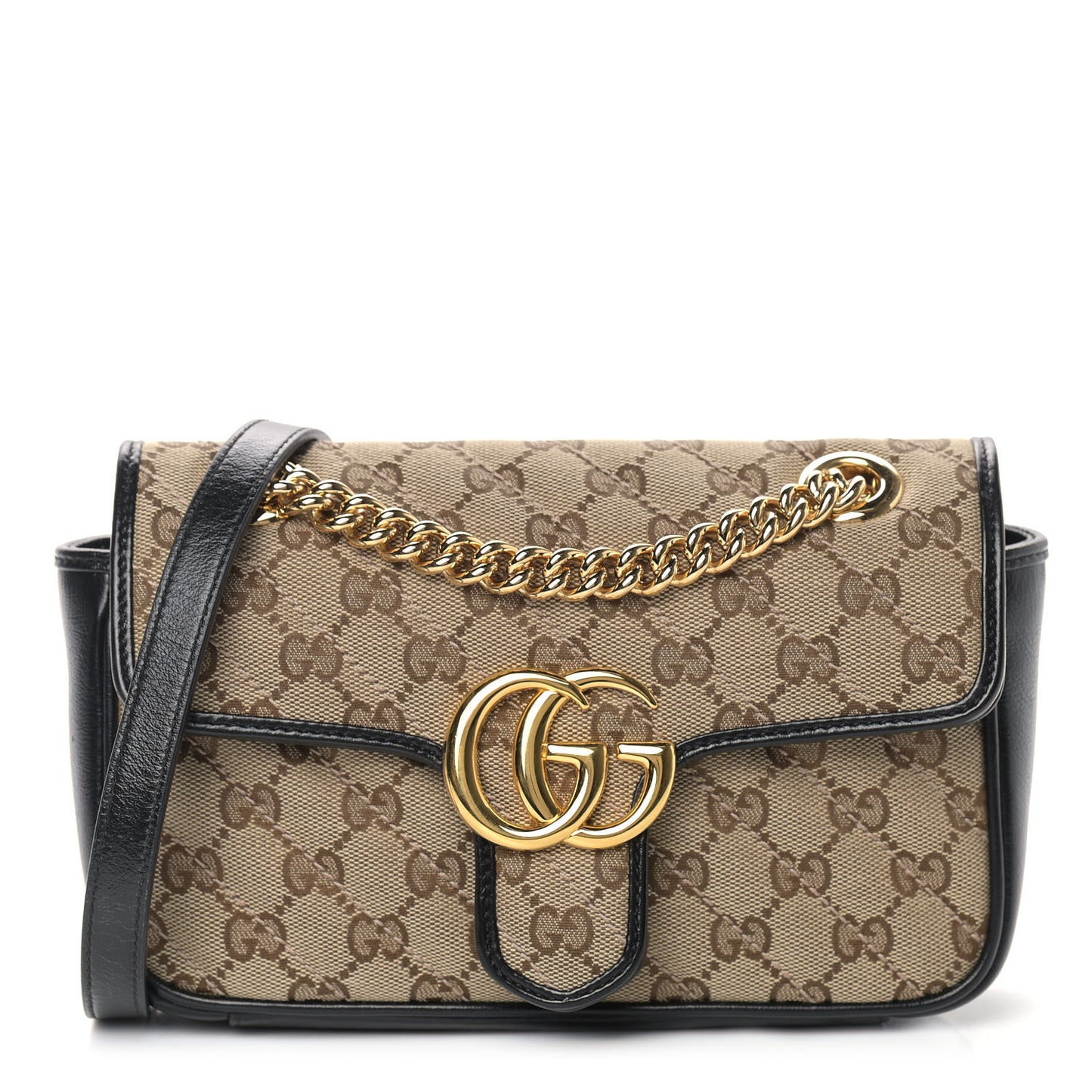 Monogram Matelasse Diagonal Mini GG Marmont Shoulder Bag Beige Black