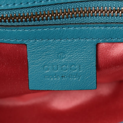 Gucci Velvet Matelasse Small GG Marmont Shoulder Bag Pavone Cyan 6 of 9