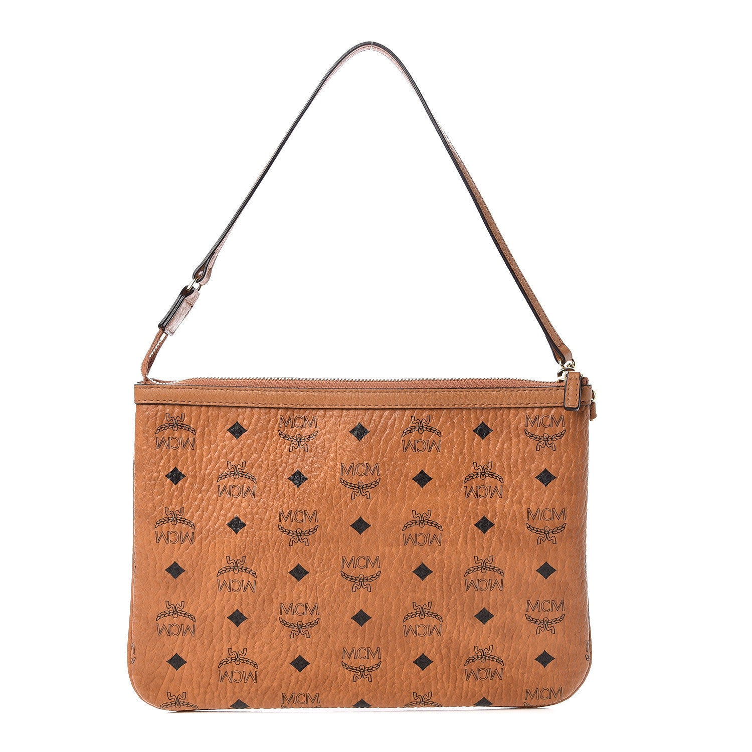 MCM Visetos Medium Stark Wristlet Pouch Cognac 1 of 8