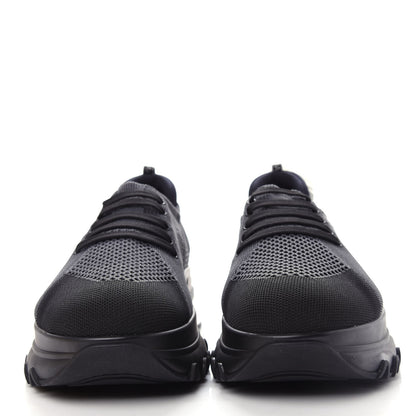 Fendi Jersey Vitello Bi-Color Mens Low Top Sneakers 10 Black Fumo 2 of 11