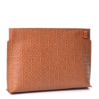 Loewe Calfskin Embossed Repeat T Pouch Tan 2 of 8