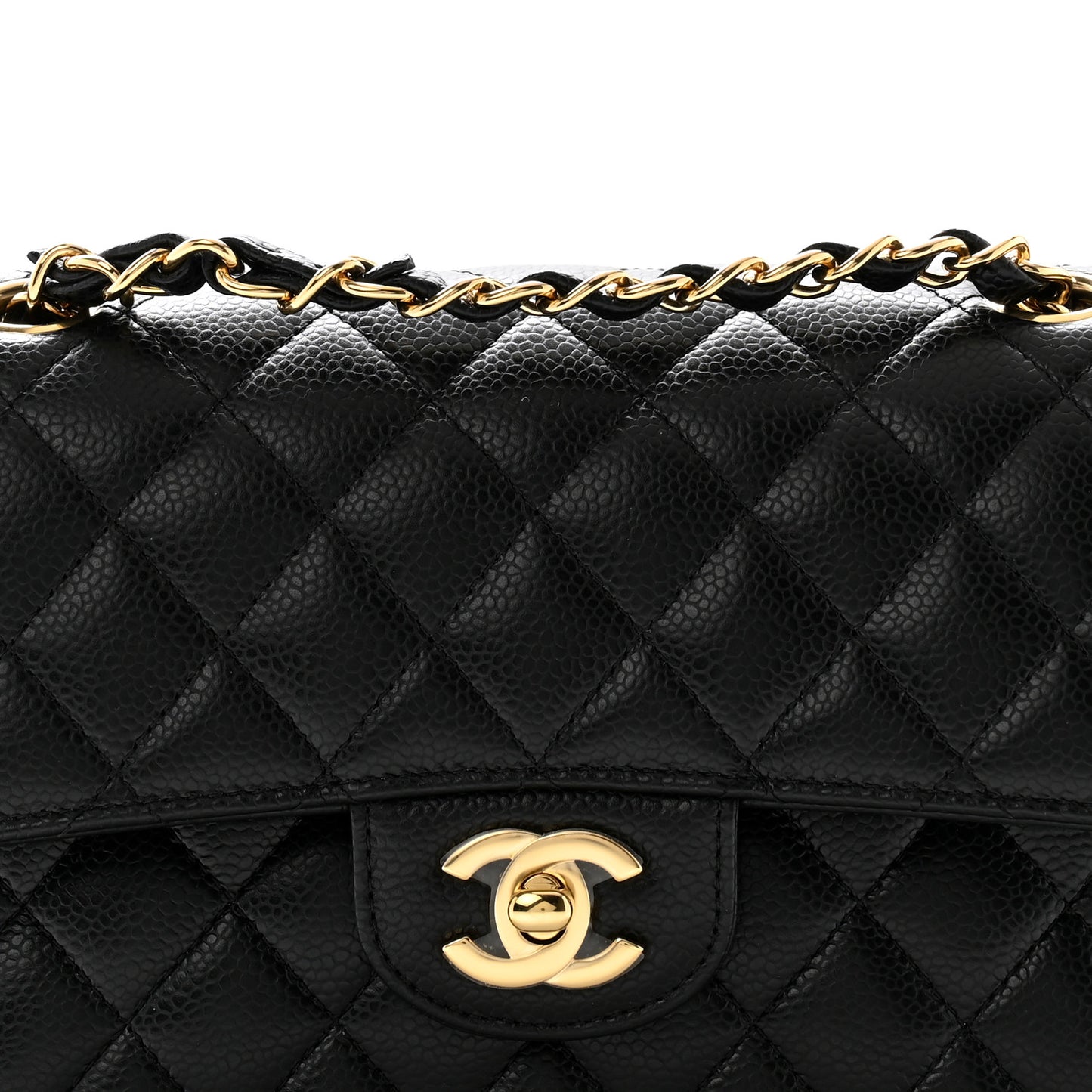 Caviar Quilted Small Double Flap Black