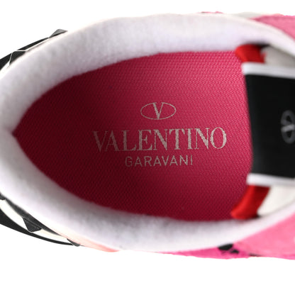 Valentino Garavani Suede Calfskin Lace Mesh Lacerunner Sneakers 39 Shocking Pink Pure Red 8 of 11