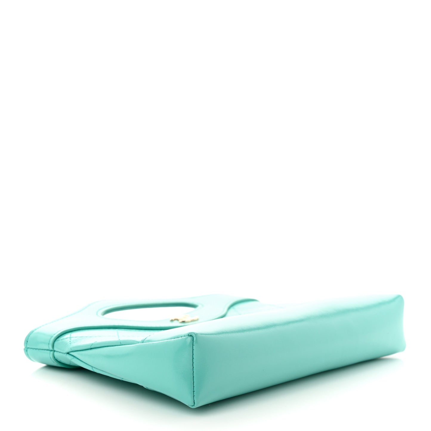 Shiny Crumpled Calfskin Quilted Nano 31 Shopping Bag Turquoise