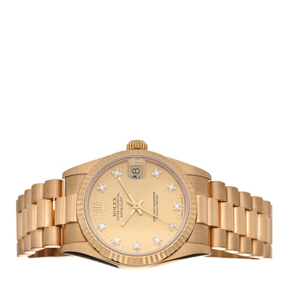 Rolex 18K Yellow Gold Diamond 31mm Oyster Perpetual Datejust President Watch Champagne 68278 2 of 5