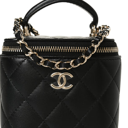 Chanel Lambskin Quilted Top Handle Mini Vanity Case With Chain Black 8 of 12