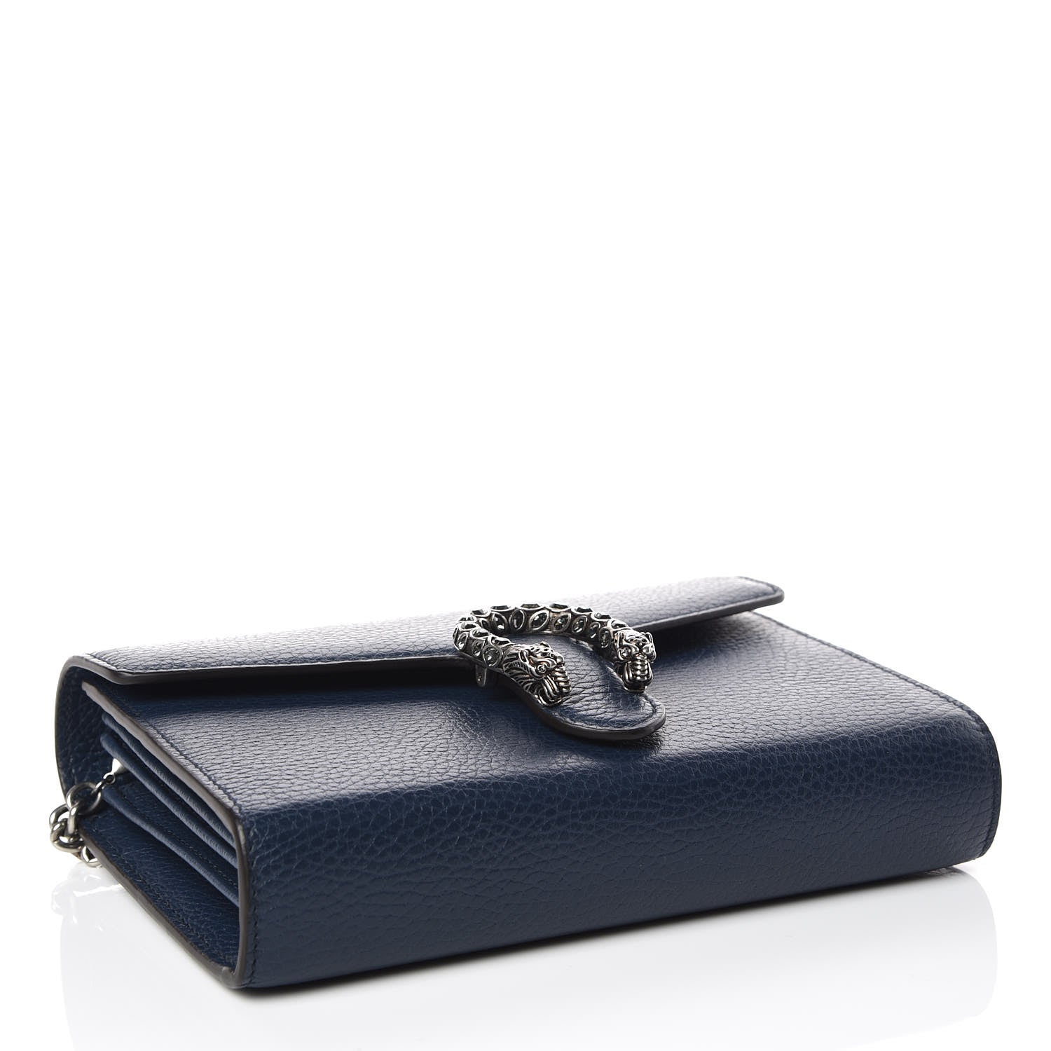Gucci Dollar Calfskin Crystal Mini Dionysus Chain Wallet Blue Agata Black Diamond 4 of 10