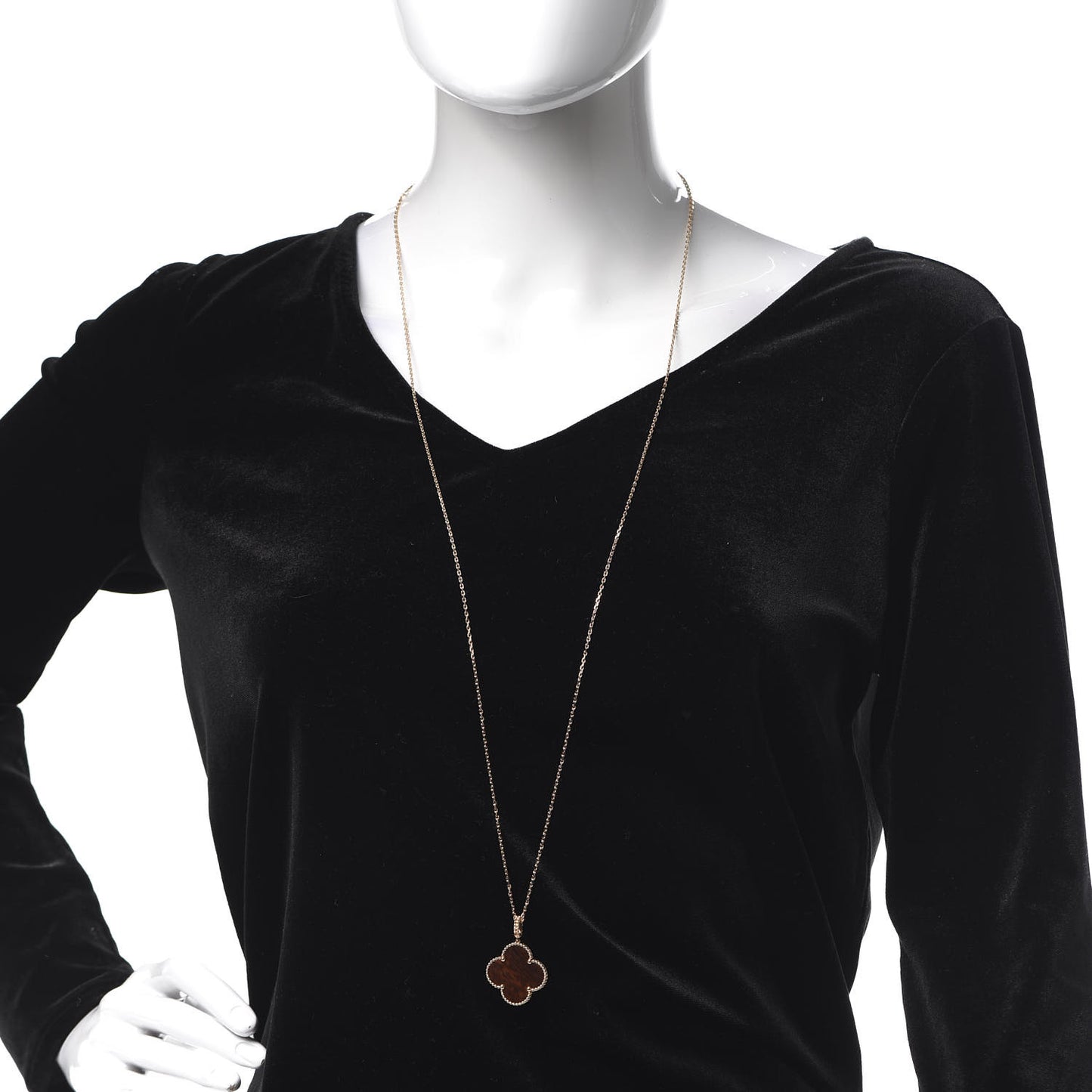 18K Rose Gold Letterwood Magic Alhambra Long Necklace