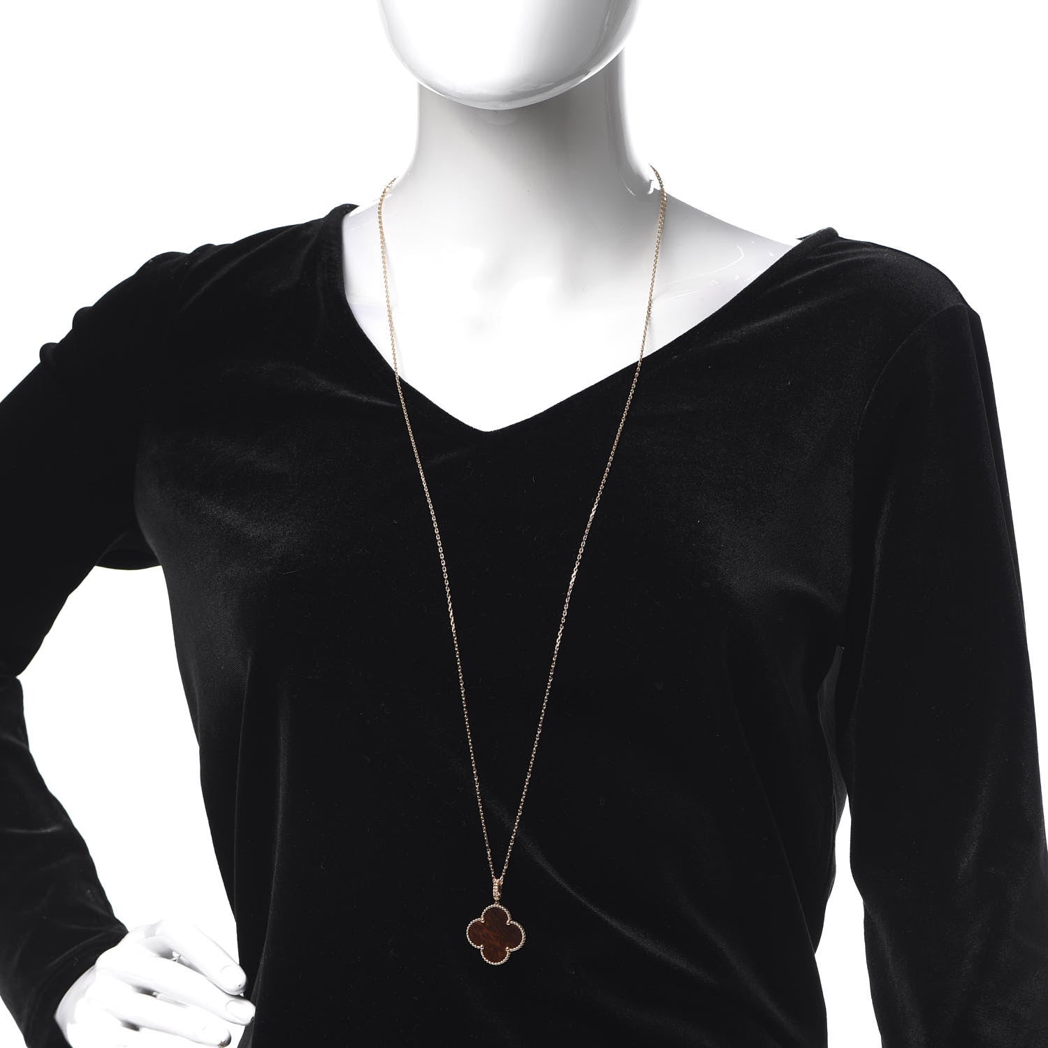 Van Cleef & Arpels 18K Rose Gold Letterwood Magic Alhambra Long Necklace 2 of 9