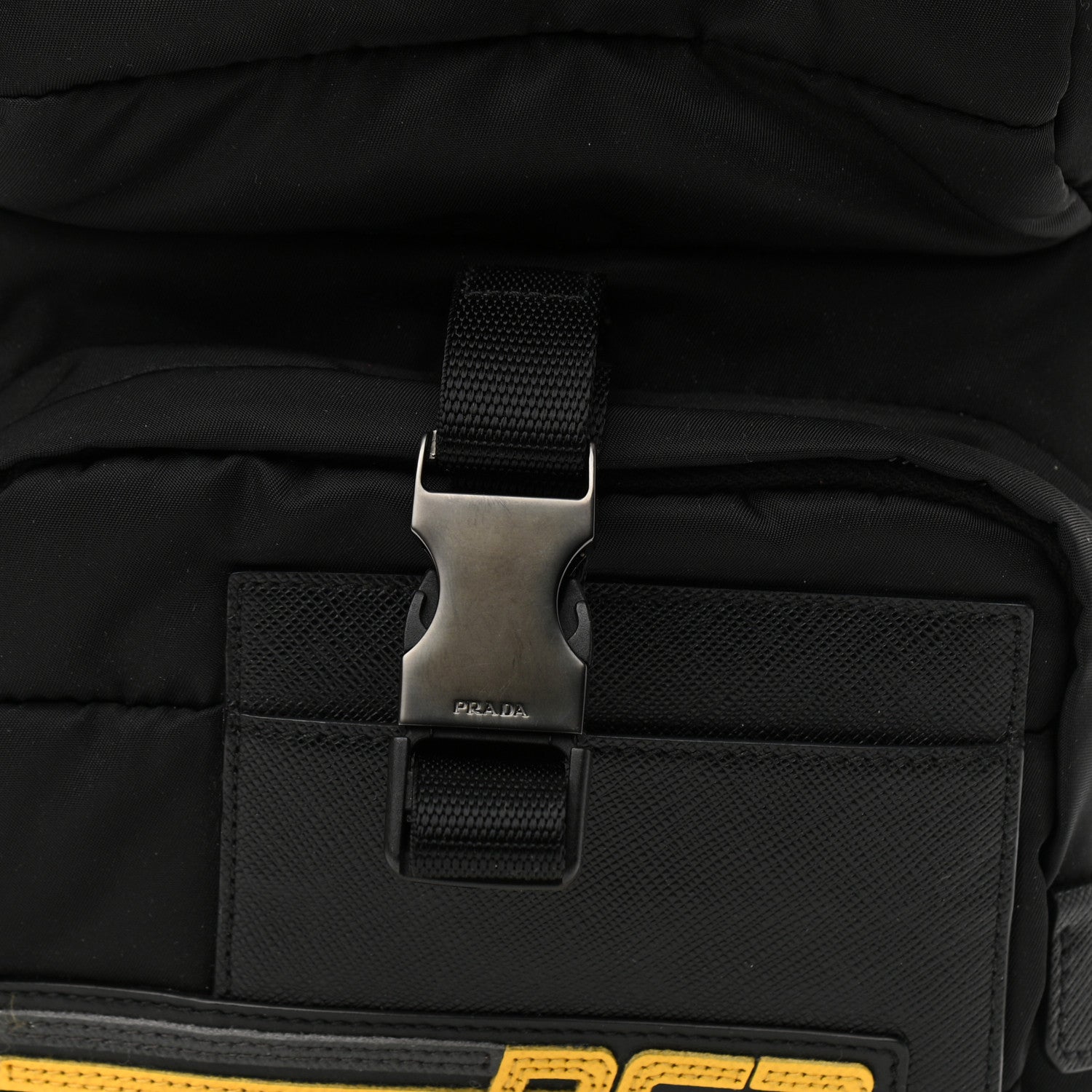 Prada Nylon Saffiano Racing Logo Backpack Black Yellow 8 of 10