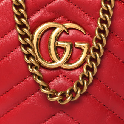 Gucci Calfskin Matelasse Mini GG Marmont Crossbody Bag Hibiscus Red 8 of 15