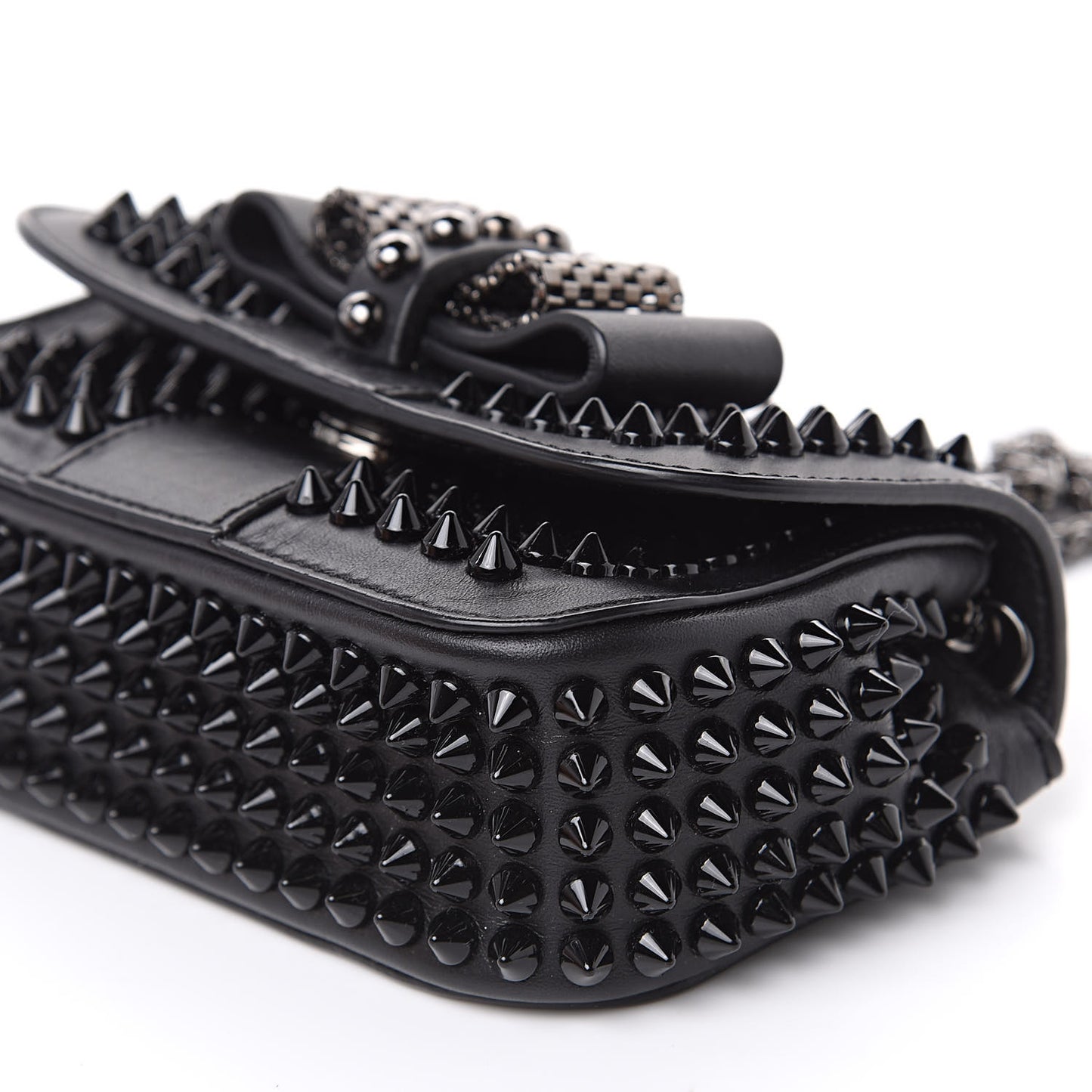 Calfskin Spikes Sweety Charity Crossbody Bag Black