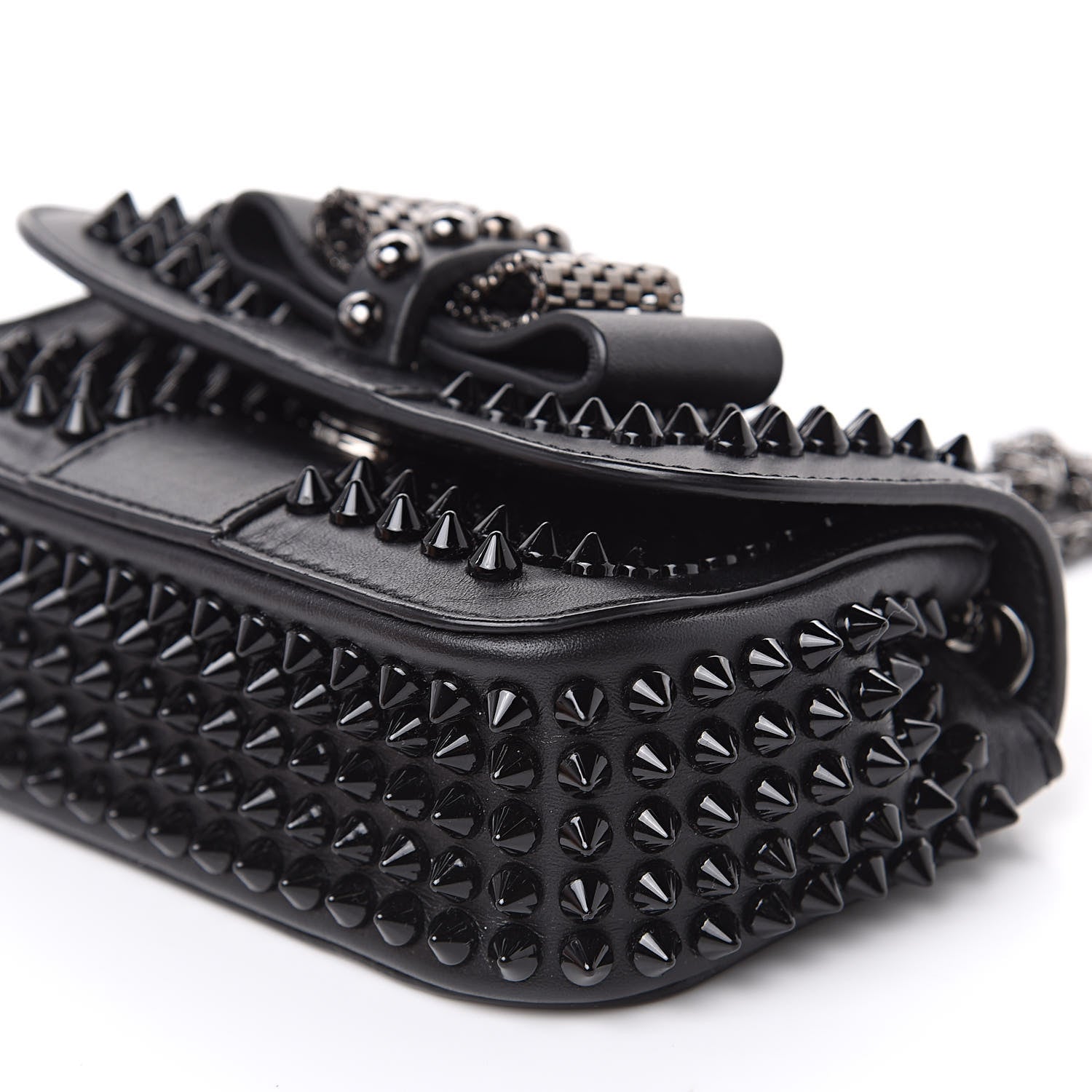 Christian Louboutin Calfskin Spikes Sweety Charity Crossbody Bag Black 9 of 11