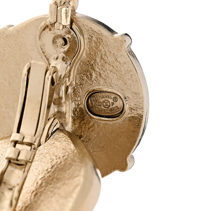 Chanel Metal Round CC Medallion Drop Earrings Gold 4 of 5