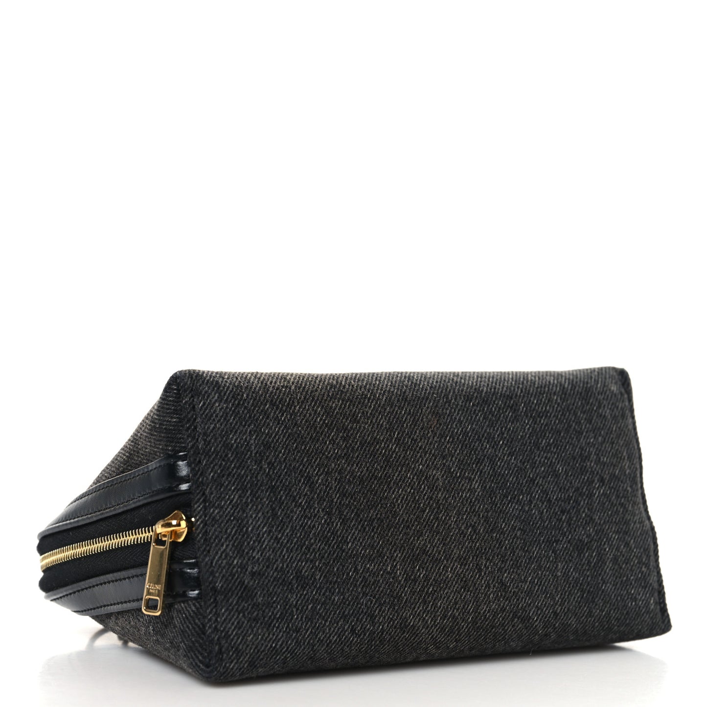 Denim Cuir Triomphe Clutch On Chain Dark Grey