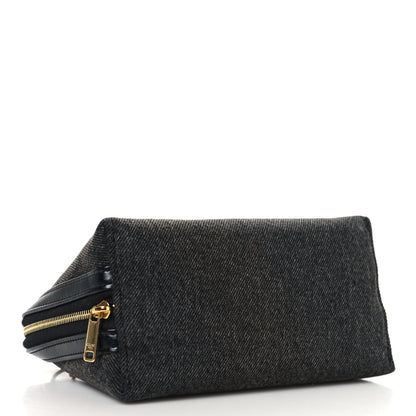 Celine Denim Cuir Triomphe Clutch On Chain Dark Grey 4 of 11