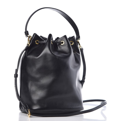 Prada Soft Calf Saffiano Mini Bucket Crossbody Bag Black 3 of 9
