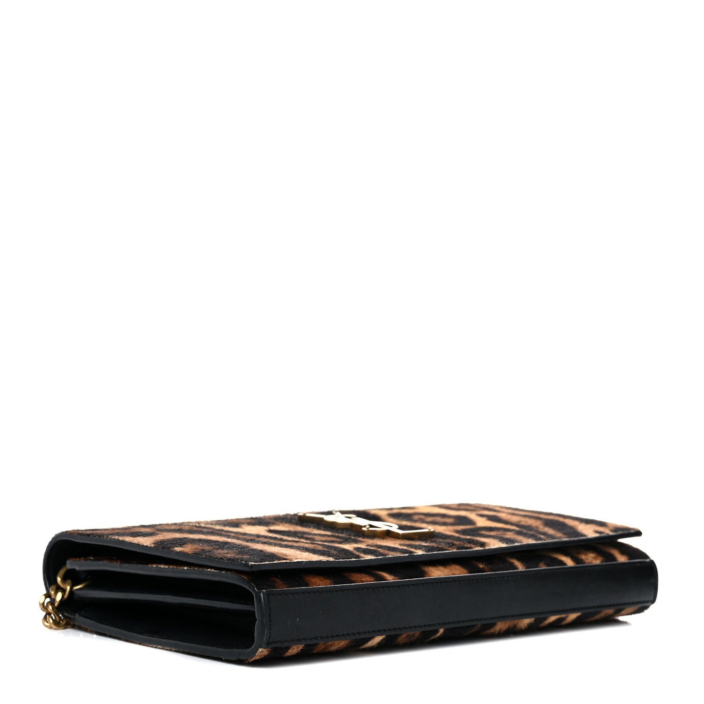 Calf Hair Monogram Chain Wallet Leopard