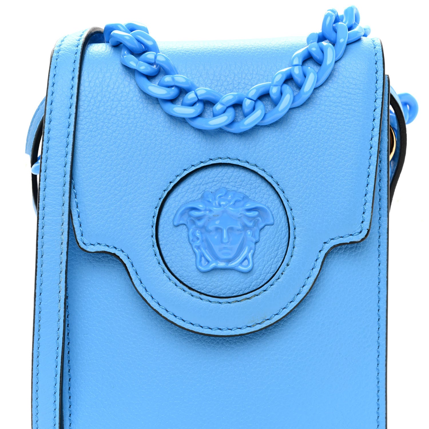 Versace Calfskin La Medusa Chain Crossbody Phone Pouch DV Blue 7 of 9