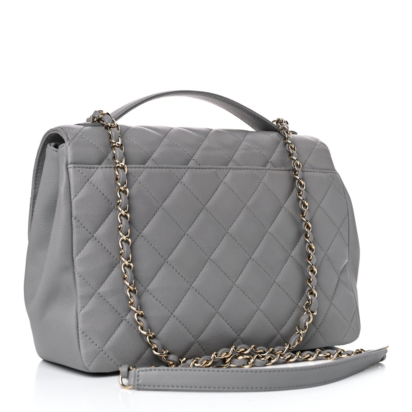 Caviar Quilted Large Business Affinity Flap Grey