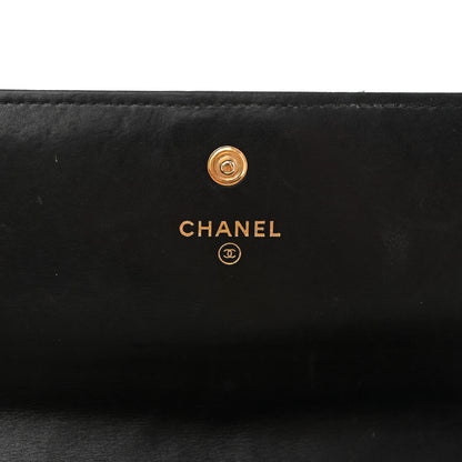 Chanel Calfskin Caviar Quilted Chevron Mixed Boy Wallet On Removable Chain Black 5 of 17